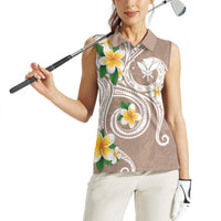 Kanaka Maoli Hawaii Plumeria Women Sleeveless Polo Shirt Dancing Tentacles Beige Style