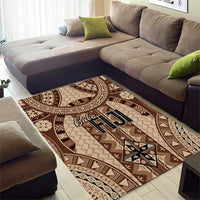 Bula Fiji Vintage Area Rug Brown Masi Motifs