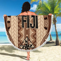Bula Fiji Vintage Beach Blanket Brown Masi Motifs