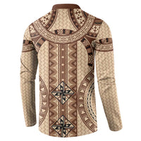 Bula Fiji Vintage Button Sweatshirt Brown Masi Motifs