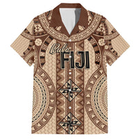 Bula Fiji Vintage Family Matching Puletasi and Hawaiian Shirt Brown Masi Motifs