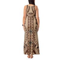 Bula Fiji Vintage Tank Maxi Dress Brown Masi Motifs