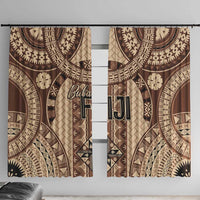 Bula Fiji Vintage Window Curtain Brown Masi Motifs