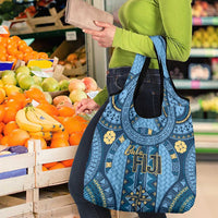 Bula Fiji Vintage Grocery Bag Prussian Blue Masi Motifs