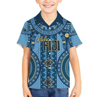 Bula Fiji Vintage Hawaiian Shirt Prussian Blue Masi Motifs