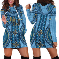 Bula Fiji Vintage Hoodie Dress Prussian Blue Masi Motifs