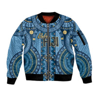 Bula Fiji Vintage Sleeve Zip Bomber Jacket Prussian Blue Masi Motifs