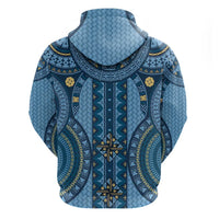Bula Fiji Vintage Zip Hoodie Prussian Blue Masi Motifs