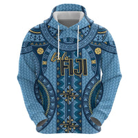Bula Fiji Vintage Zip Hoodie Prussian Blue Masi Motifs