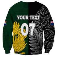Personalised New Zealand Mix South Africa Rugby Sweatshirt Protea Vs. Silver Ferns LT7 - Polynesian Pride