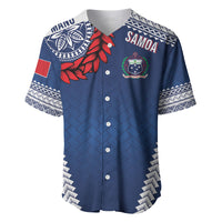 Manu Samoa Rugby Custom Navy Blue Baseball Jersey ʻIe Toga Pattern With Red Ula fala LT7 Navy Blue - Polynesian Pride