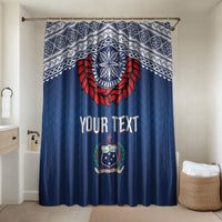 Manu Samoa Rugby Custom Navy Blue Bathroom Set ʻIe Toga Pattern With Red Ula fala LT7 Shower Curtain Only Navy Blue - Polynesian Pride