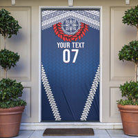 Manu Samoa Rugby Custom Navy Blue Door Cover ʻIe Toga Pattern With Red Ula fala LT7 Navy Blue - Polynesian Pride