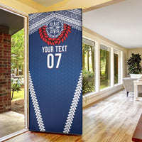 Manu Samoa Rugby Custom Navy Blue Door Cover ʻIe Toga Pattern With Red Ula fala LT7 - Polynesian Pride