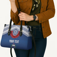 Manu Samoa Rugby Custom Navy Blue Leather Bag ʻIe Toga Pattern With Red Ula fala LT7 - Polynesian Pride