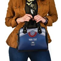 Manu Samoa Rugby Custom Navy Blue Shoulder Handbag ʻIe Toga Pattern With Red Ula fala LT7 - Polynesian Pride