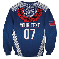 Manu Samoa Rugby Custom Navy Blue Sweatshirt ʻIe Toga Pattern With Red Ula fala LT7 - Polynesian Pride