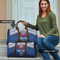 Manu Samoa Rugby Custom Navy Blue Travel Bag ʻIe Toga Pattern With Red Ula fala LT7 - Polynesian Pride