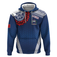 Manu Samoa Rugby Custom Navy Blue Zip Hoodie ʻIe Toga Pattern With Red Ula fala LT7 Pullover Hoodie Navy Blue - Polynesian Pride