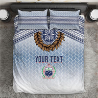 Manu Samoa Rugby Custom White Bedding Set ʻIe Toga Pattern With Brown Ula fala LT7 White - Polynesian Pride