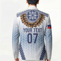 Manu Samoa Rugby Custom White Blazer ʻIe Toga Pattern With Brown Ula fala LT7 - Polynesian Pride