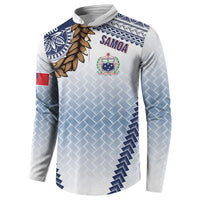 Manu Samoa Rugby Custom White Button Sweatshirt ʻIe Toga Pattern With Brown Ula fala LT7 - Polynesian Pride
