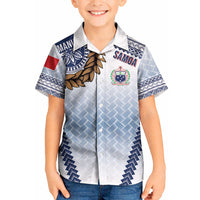 Manu Samoa Rugby Custom White Kid Hawaiian Shirt ʻIe Toga Pattern With Brown Ula fala LT7 Kid White - Polynesian Pride