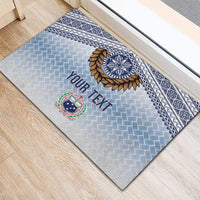 Manu Samoa Rugby Custom White Rubber Doormat ʻIe Toga Pattern With Brown Ula fala LT7 - Polynesian Pride