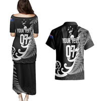 Personalised New Zealand Rugby Couples Matching Puletasi Dress and Hawaiian Shirt Aotearoa Silver Fern Koru Maori Style LT7 - Polynesian Pride