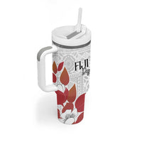 Bula Fiji Day Tumbler With Handle Tagimaucia on Masi Pattern LT7 - Polynesian Pride