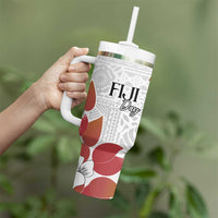 Bula Fiji Day Tumbler With Handle Tagimaucia on Masi Pattern LT7 - Polynesian Pride