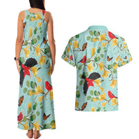 Aloha Hawaii Couples Matching Tank Maxi Dress and Hawaiian Shirt I'iwi on Mamane Pastel Turquoise
