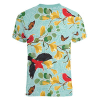 Aloha Hawaii Women V-Neck T-Shirt I'iwi on Mamane Pastel Turquoise LT7 - Polynesian Pride