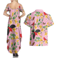 Aloha Hawaii Couples Matching Summer Maxi Dress and Hawaiian Shirt I'iwi on Mamane Pastel Pink