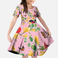Aloha Hawaii Family Matching Tank Maxi Dress and Hawaiian Shirt I'iwi on Mamane Pastel Pink