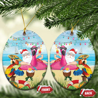 Have Yourself A Beachy Little Christmas Ceramic Ornament with Santa Chilling LT7 Oval Colorful - Polynesian Pride