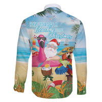Have Yourself A Beachy Little Christmas Family Matching Off The Shoulder Long Sleeve Dress and Hawaiian Shirt with Santa Chilling - Polynesian Pride