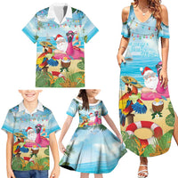 Have Yourself A Beachy Little Christmas Family Matching Summer Maxi Dress and Hawaiian Shirt with Santa Chilling - Polynesian Pride