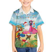 Have Yourself A Beachy Little Christmas Family Matching Summer Maxi Dress and Hawaiian Shirt with Santa Chilling - Polynesian Pride