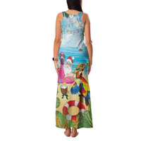 Have Yourself A Beachy Little Christmas Family Matching Tank Maxi Dress and Hawaiian Shirt with Santa Chilling - Polynesian Pride