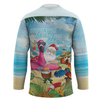 Have Yourself A Beachy Little Christmas Hockey Jersey with Santa Chilling LT7 - Polynesian Pride
