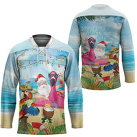 Have Yourself A Beachy Little Christmas Hockey Jersey with Santa Chilling LT7 - Polynesian Pride