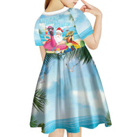 Have Yourself A Beachy Little Christmas Kid Short Sleeve Dress with Santa Chilling LT7 - Polynesian Pride