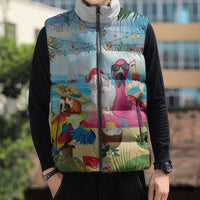 Have Yourself A Beachy Little Christmas Sleeveless Puffer Jacket with Santa Chilling - Polynesian Pride