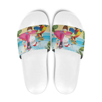 Have Yourself A Beachy Little Christmas Slide Sandals with Santa Chilling LT7 Colorful - Polynesian Pride