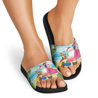 Have Yourself A Beachy Little Christmas Slide Sandals with Santa Chilling LT7 - Polynesian Pride
