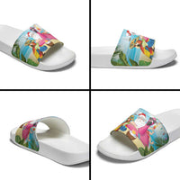 Have Yourself A Beachy Little Christmas Slide Sandals with Santa Chilling LT7 - Polynesian Pride