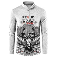 Aotearoa Personalized Button Sweatshirt Proud To Be Maori LT7 White - Polynesian Pride