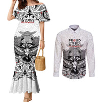 Aotearoa Personalized Couples Matching Mermaid Dress and Long Sleeve Button Shirt Proud To Be Maori LT7 White - Polynesian Pride