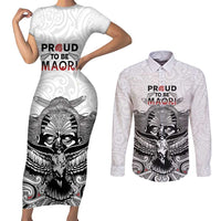 Aotearoa Personalized Couples Matching Short Sleeve Bodycon Dress and Long Sleeve Button Shirt Proud To Be Maori LT7 White - Polynesian Pride